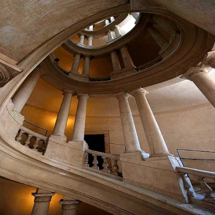 berninis wendeltreppe im treppenhaus für den palazzo barberini in rom.